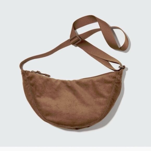 Uniglo Corduroy Round Mini Shoulder Bag in Brown NWT - Picture 1 of 6